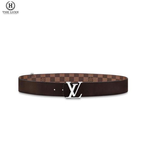  Belt LV Damier Nâu Vàng Khóa Lồng Bạc 