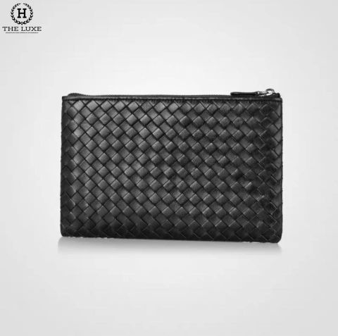  Clutch Bottega Veneta Đen Vân Đan 