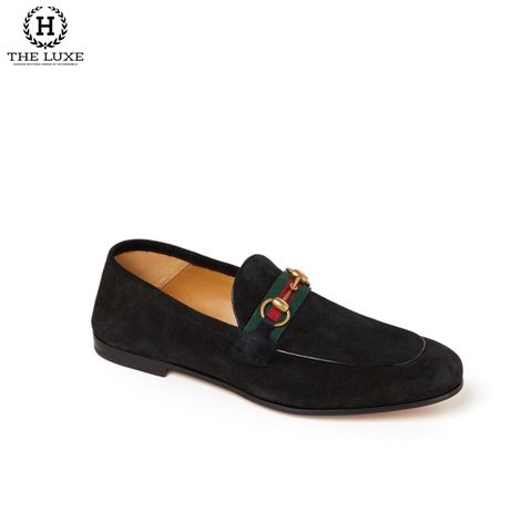  Loafer Gucci Đen Tag Xích Vạt Cờ 