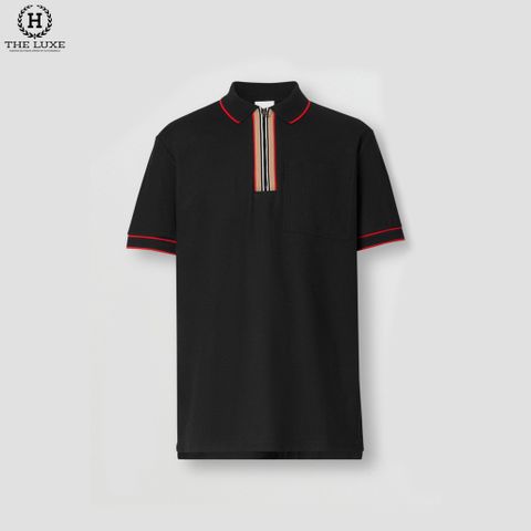  Polo Burberry Đen Check Cổ Zippy 