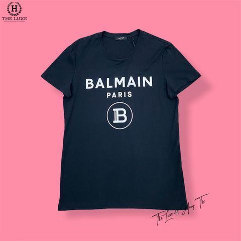  T-shirt Balmain Đen Chữ Trắng 