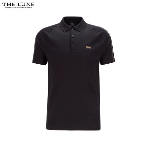  Polo Hugo Boss Đen Tag Ngực Cầu Vai Vàng 