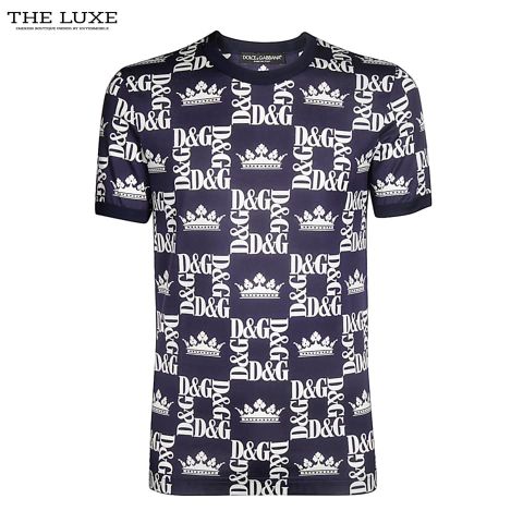  Áo Tshirt Dolce Xanh Navy Họa Tiết DG 