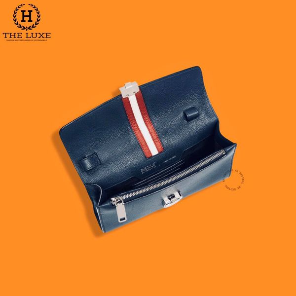 Clutch Bally Da Bê Xanh Navy