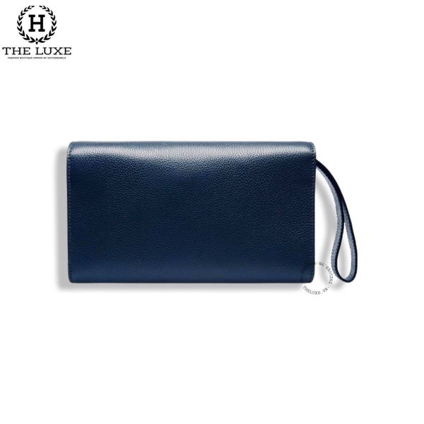 Clutch Bally Da Bê Xanh Navy