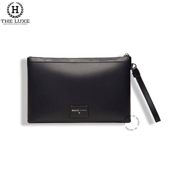 Clutch Bally Da Bê Xanh Navy Tag Xanh