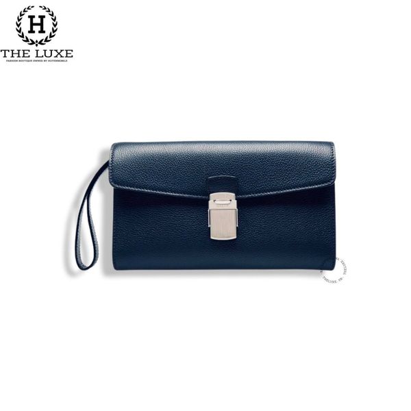 Clutch Bally Da Bê Xanh Navy