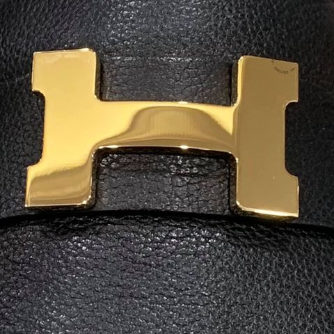  Loafer HERMES Paris Da Bê Đen Sân Chữ H Vàng 