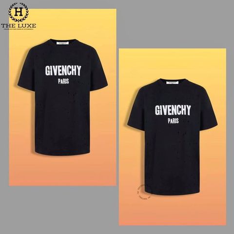  T Shirt Givenchy Đen Chữ Ngang Ngực 