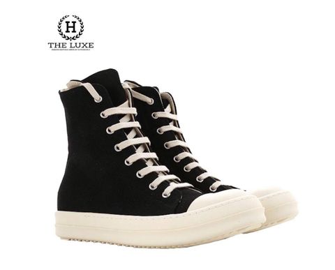  Giày sneaker Rick Owens đen cao cổ đế trắng 