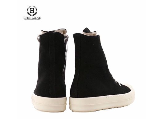  Giày sneaker Rick Owens đen cao cổ đế trắng 