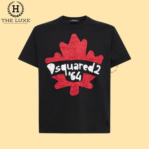  T-shirt Dsquared2 Trắng Và Đen Họa Tiết Lá 