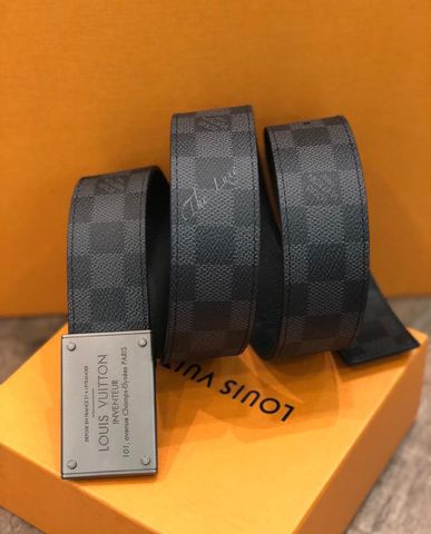  Belt Louis Vuitton INVENTEUR mặt trắng mờ Damier Đen/Ẩn 