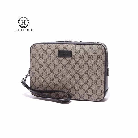  Clutch Gucci vân mono nâu vàng 