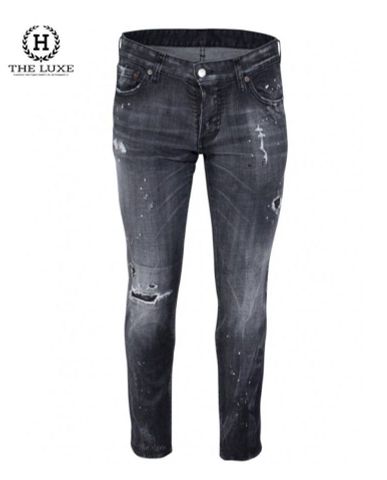  Jeans Dsquared2 màu ghi rách vảy sơn đỏ tag da túi 