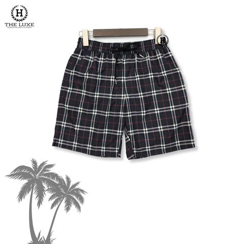  Quần Short Gió Burberry Xanh Navy Kẻ Đỏ 