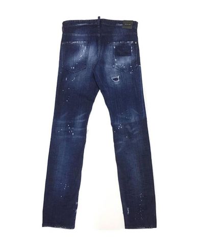  Jeans DSQ2 dáng cool quy màu xanh vảy sơn rách nhẹ tag da túi sau 