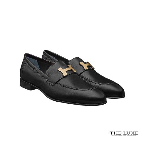  Loafer Hermes Paris Logo Vàng 