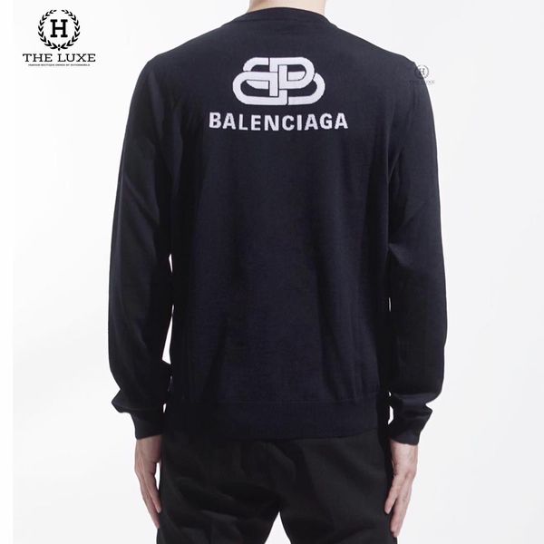 Áo Len Balenciaga Đen Chữ Lưng Trắng