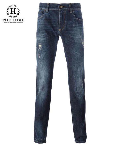 Jeans Dolce & Gabbana xanh rách ong vương miệng túi dáng stretch