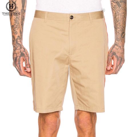  Quần Short Burberry Camel Viền Dọc 