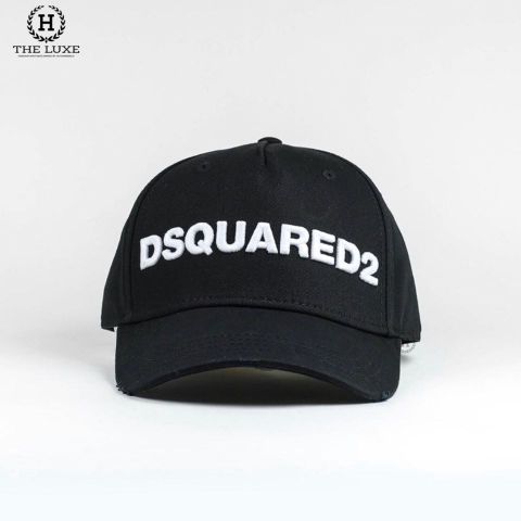  Mũ Dsquared2 Đen Thêu Chữ Nổi Trắng 