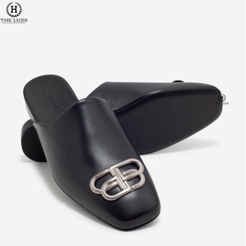  Slippers Balenciaga Đen Tag Bạc 