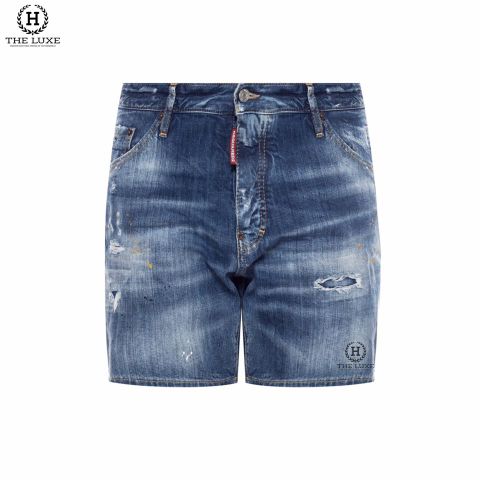  Quần Short Jeans Dsquared2 Xanh Rách 