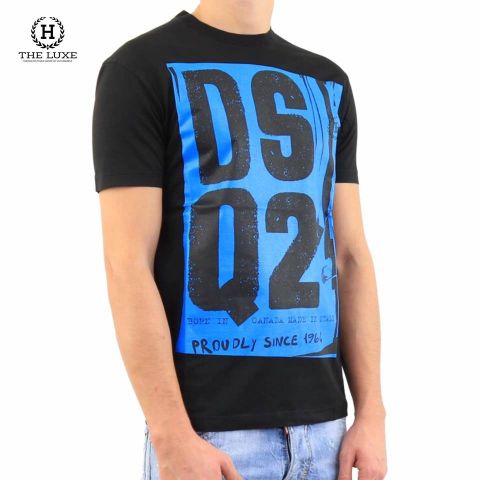  Tshirt Dsquared2 đen họa tiết xanh 