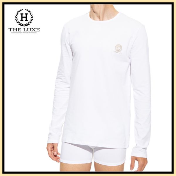 Áo thun Versace trắng dài tay logo ngực