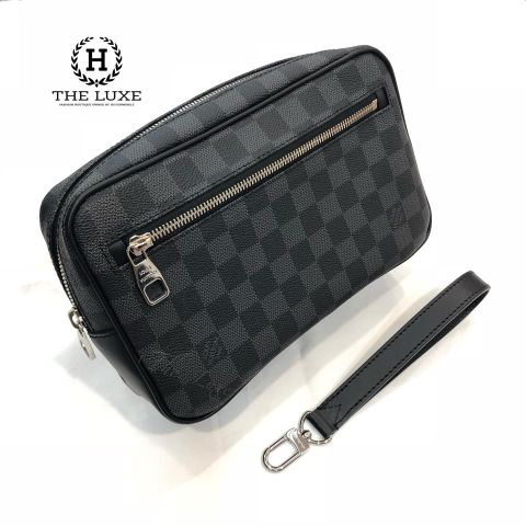  Clutch Louis Vuitton Kasai Damier Đen Ghi 