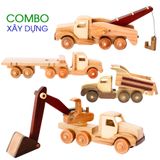 Combo 4 Xe Công Trình - Đồ Chơi Gỗ Trẻ Em Chàng Trai Gỗ