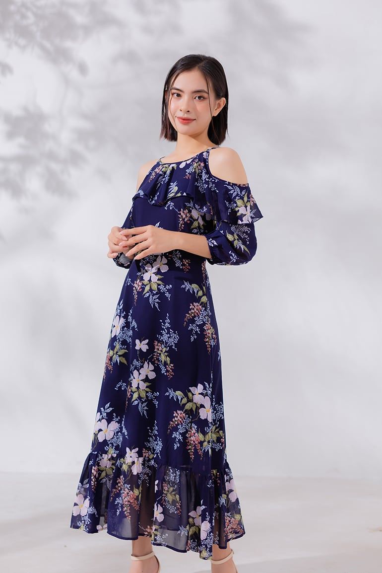 ĐẦM MAXI ĐUÔI CÁ PHỐI BÈO 3340