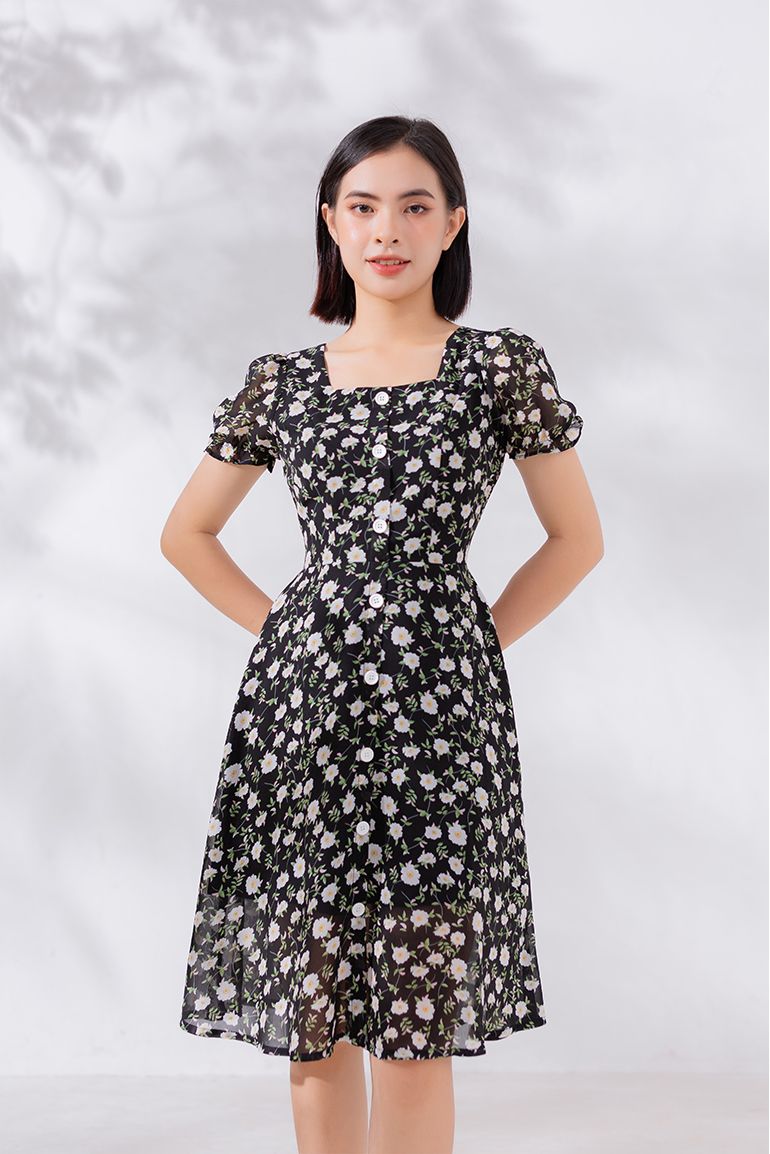 ĐẦM HOA NHÍ PHỐI NÚT 3345