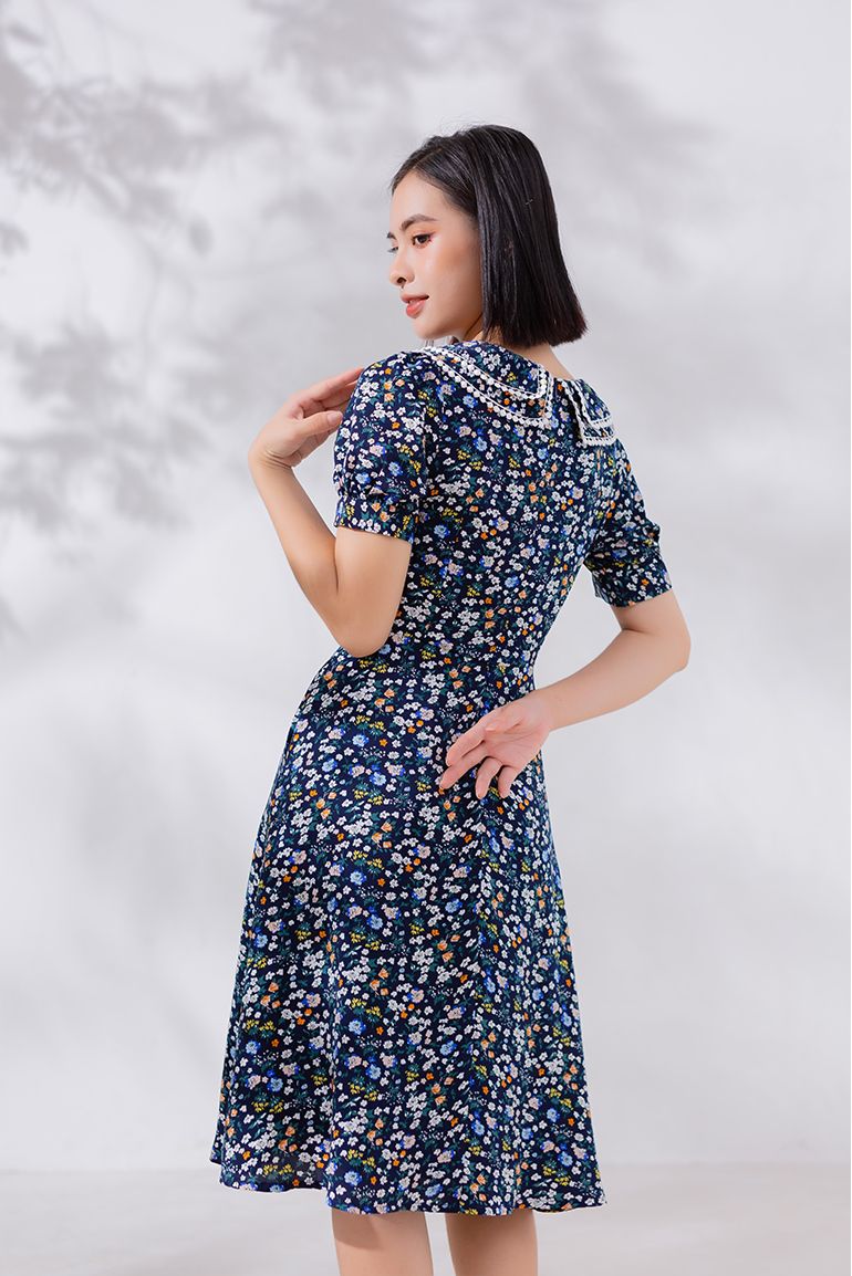 ĐẦM HOA CỔ CÁCH ĐIỆU 3349