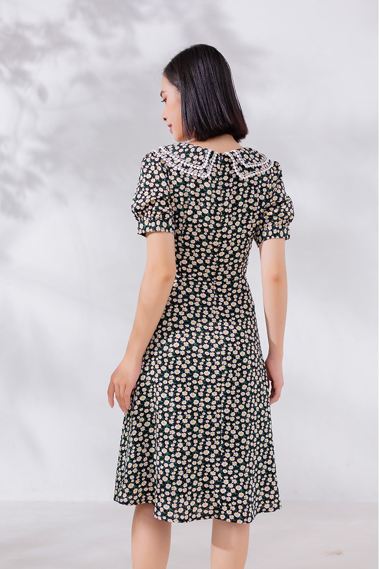 ĐẦM HOA CỔ CÁCH ĐIỆU 3349
