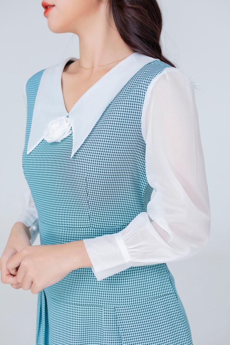ĐẦM CỔ HOA CARO 3445