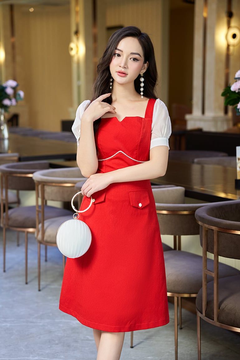 ĐẦM TIỆC CỔ VUÔNG SANG TRỌNG 3501