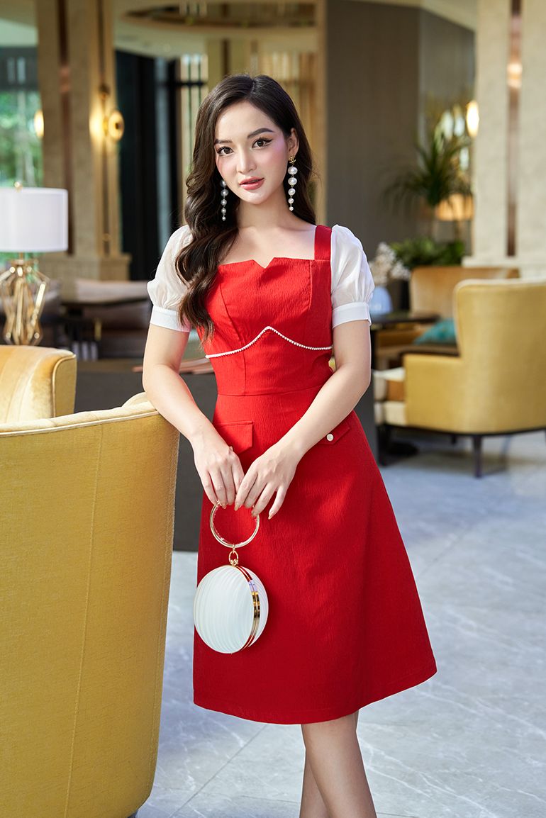 ĐẦM TIỆC CỔ VUÔNG SANG TRỌNG 3501