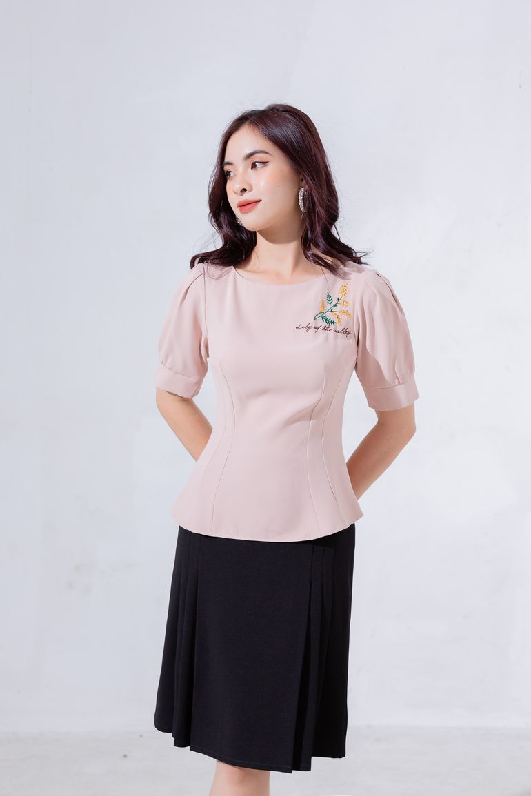  ÁO PEPLUM THÊU HOA 5559 