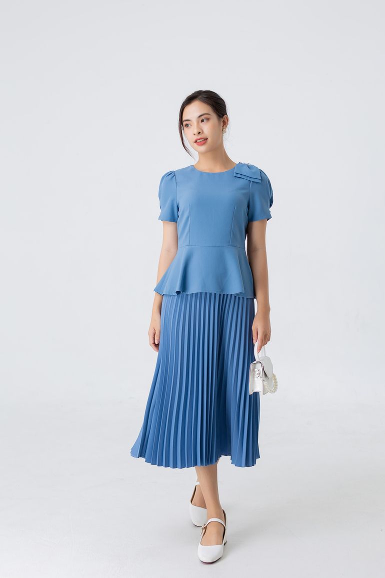  ÁO PEPLUM NƠ NGỌC 5707 