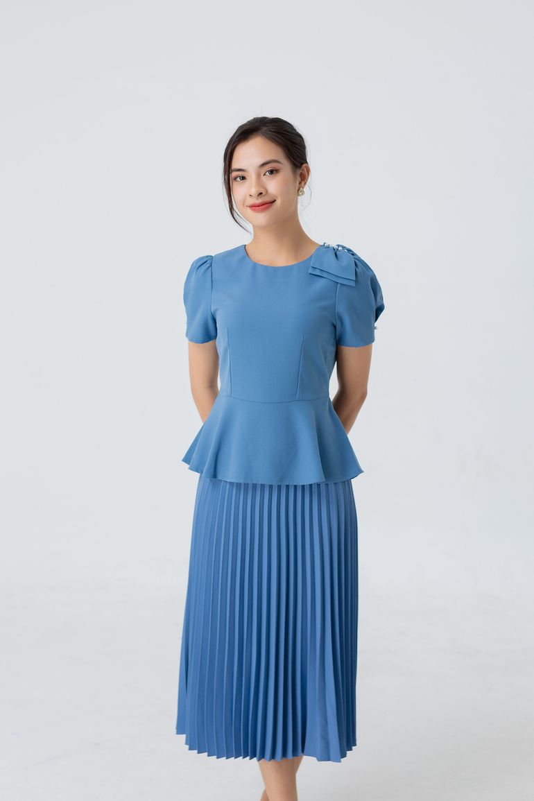  ÁO PEPLUM NƠ NGỌC 5707 