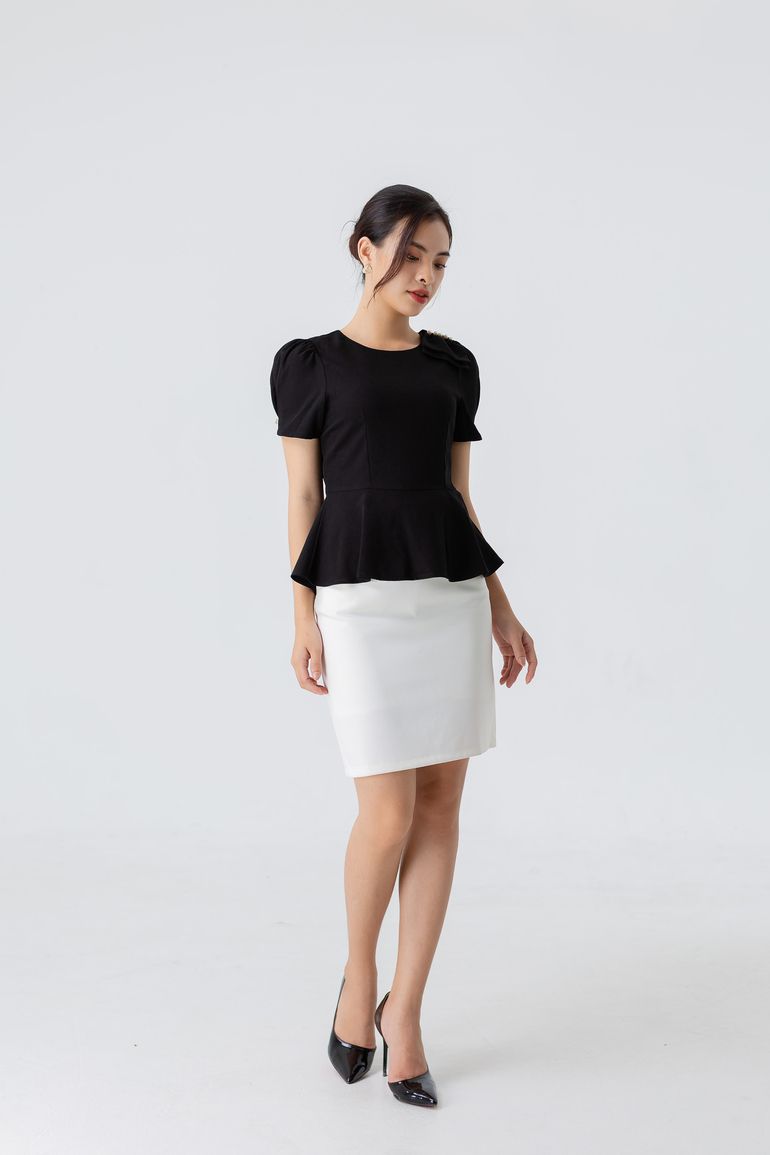  ÁO PEPLUM NƠ NGỌC 5707 