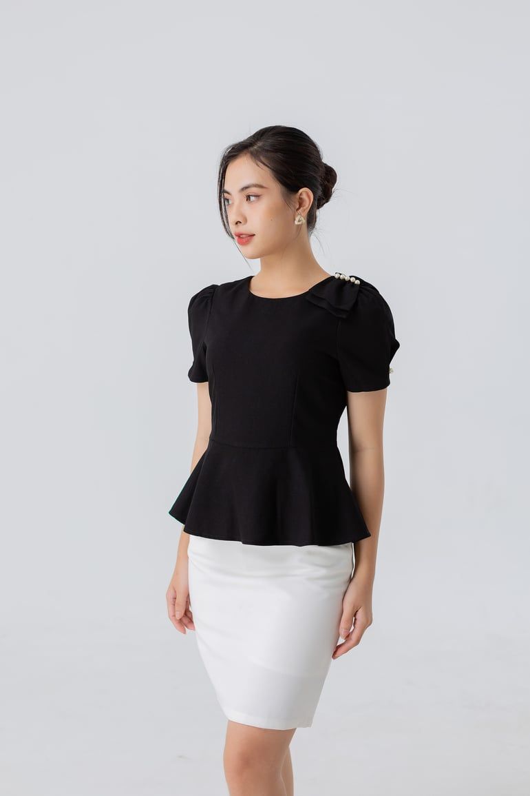  ÁO PEPLUM NƠ NGỌC 5707 