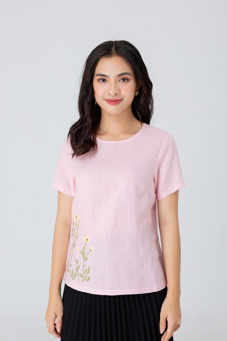  ÁO KIỂU LINEN THÊU HOA 5731 