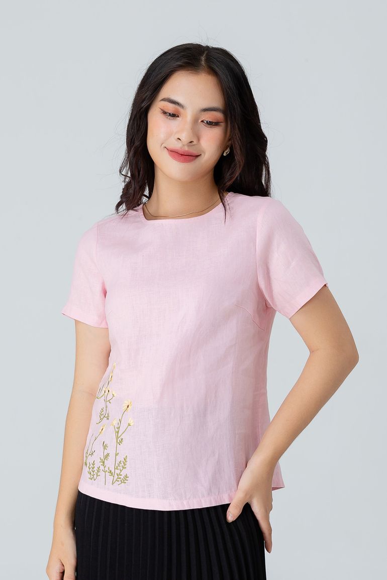  ÁO KIỂU LINEN THÊU HOA 5731 