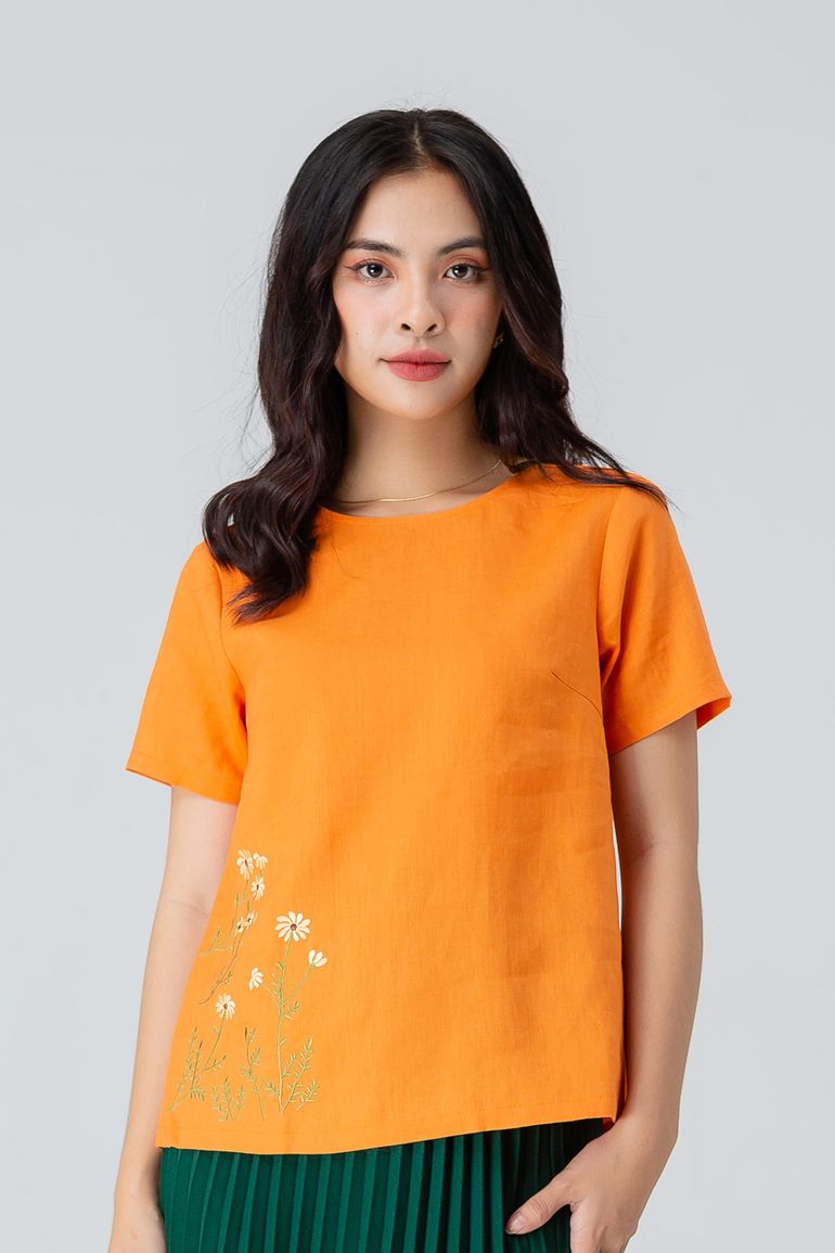  ÁO KIỂU LINEN THÊU HOA 5731 