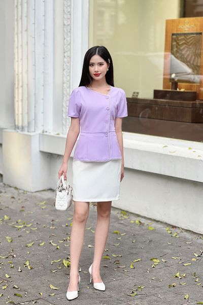  ÁO PEPLUM NÚT BỌC 5801 