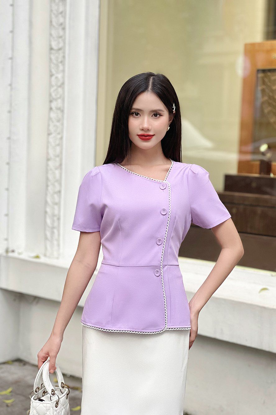  ÁO PEPLUM NÚT BỌC 5801 