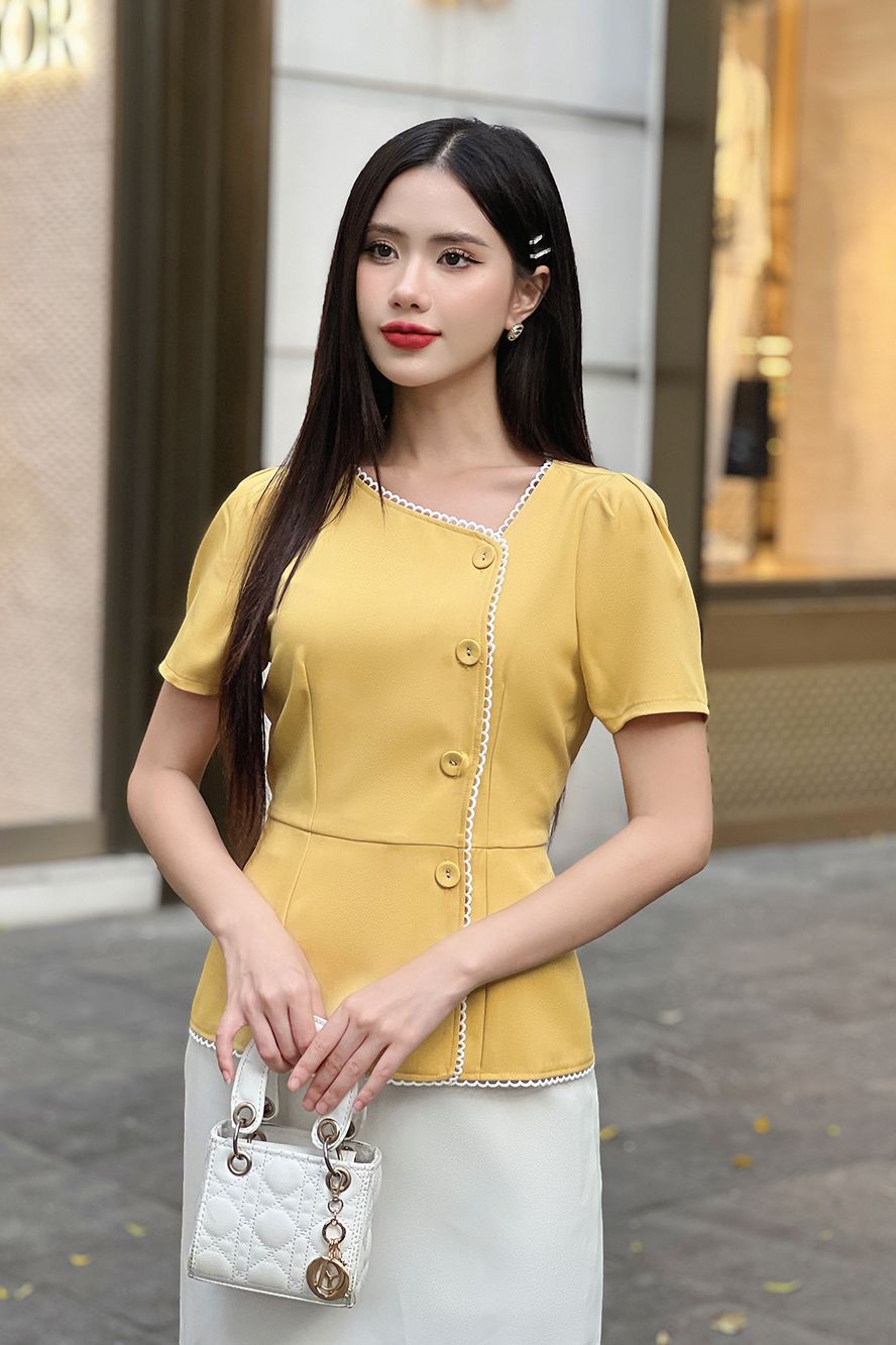  ÁO PEPLUM NÚT BỌC 5801 